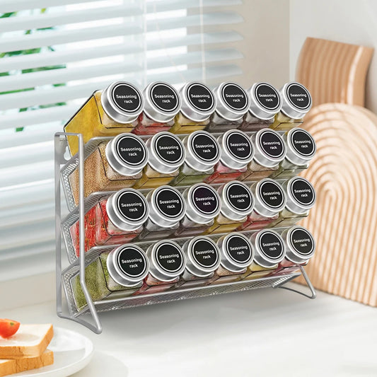 Kitchen Spice Rack 4 Tier Spice Organizer/ Carbon Steel/ Wall Shelf without Spice Jars