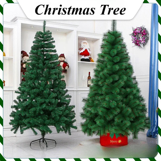 Two artificial Christmas trees with decorative elements in a room setting.