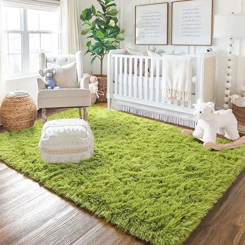 Shag Silk Wool Carpet Non-Slip Plush Rug for Bedroom & Living Room