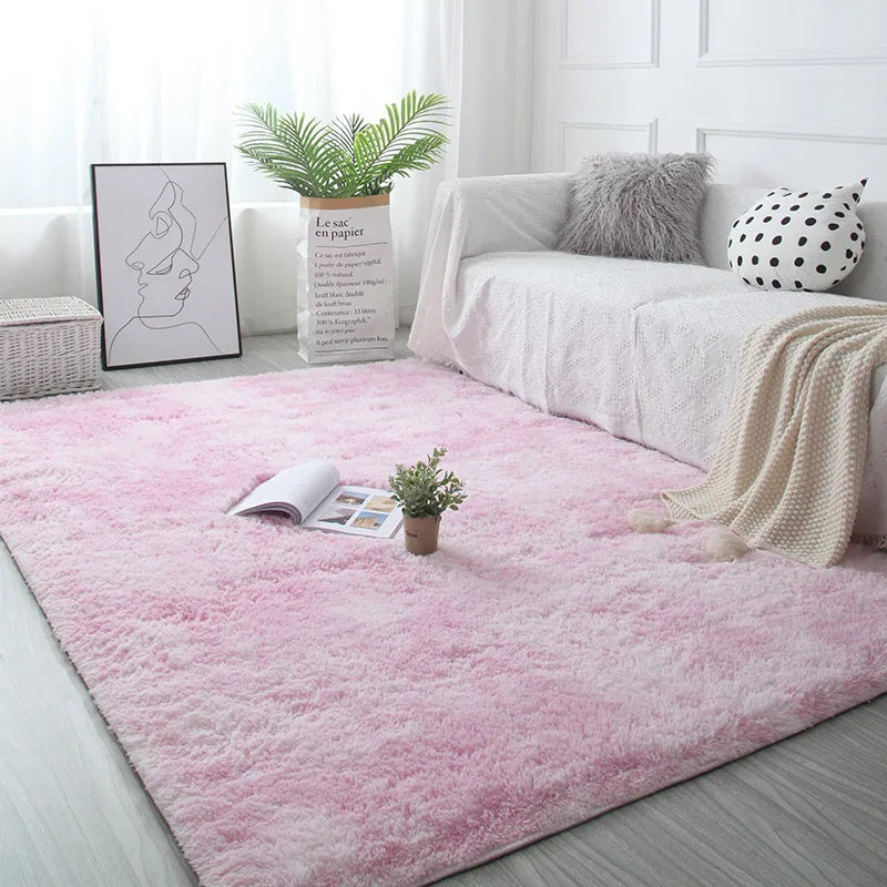 White Fluffy Rug Soft Non-Slip Modern Bedroom & Living Room Carpet