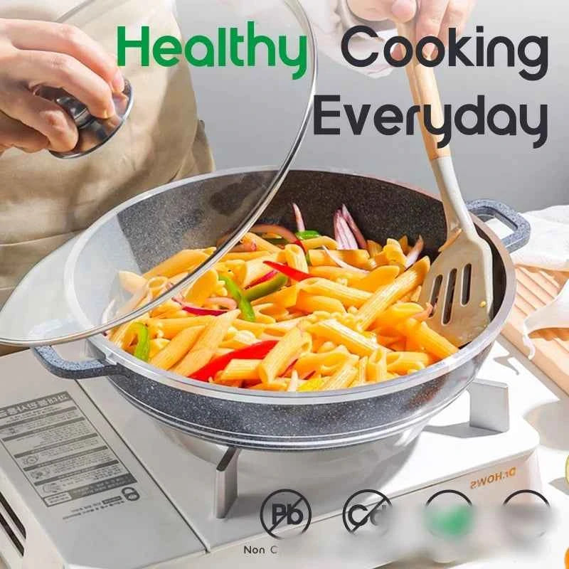 DONNOR 10Pcs Cookware Sets Soup Pot with Glass Lid Aluminum Alloy kitchen Frying Pan Non Stick Pots Sets All Stoves compatible