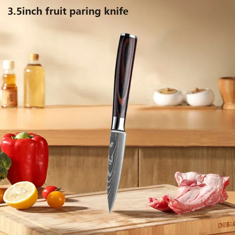 Professional Laser Knife Set, Chef, Santoku, Cleaver & Boning Knife