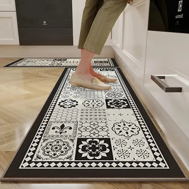 Modern PVC Kitchen Carpet Non-Slip Waterproof Oil-Proof Leather Mat