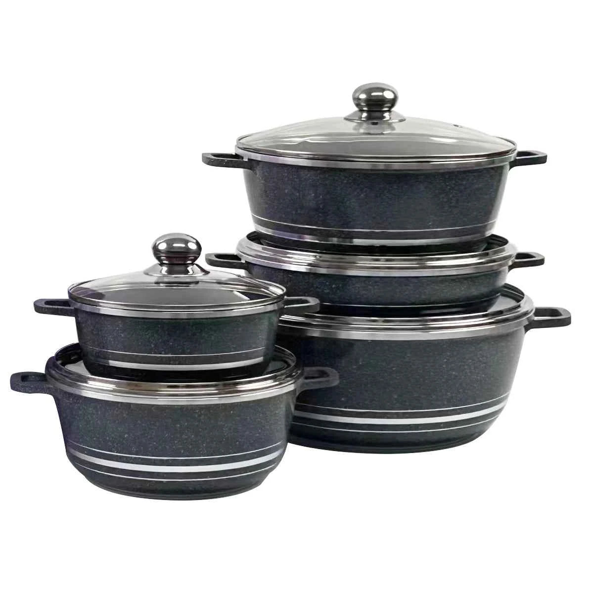 DONNOR 10Pcs Cookware Sets Soup Pot with Glass Lid Aluminum Alloy kitchen Frying Pan Non Stick Pots Sets All Stoves compatible