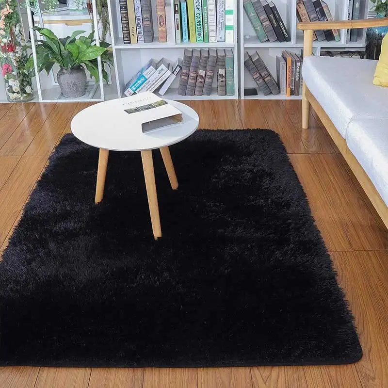Shag Silk Wool Carpet Non-Slip Plush Rug for Bedroom & Living Room