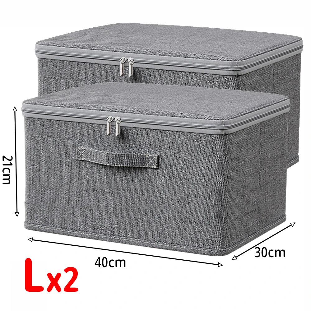 Foldable Clothes Storage Box with Cover Large Zippered Quilt Organizer