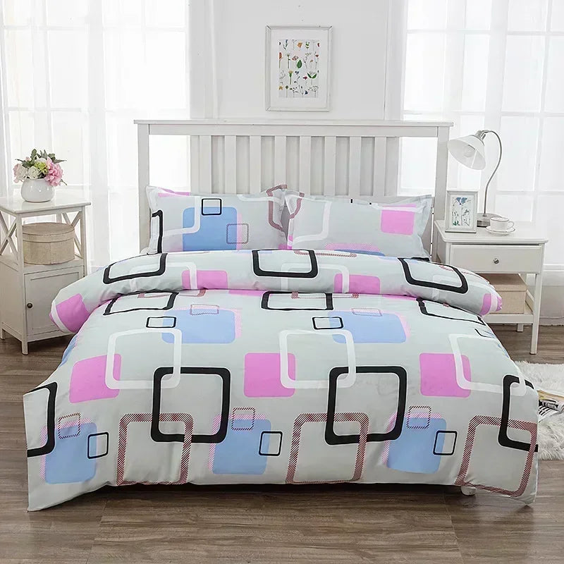 Geometric Printed Bedding Quilt Cover – Soft Breathable Bed Sheet