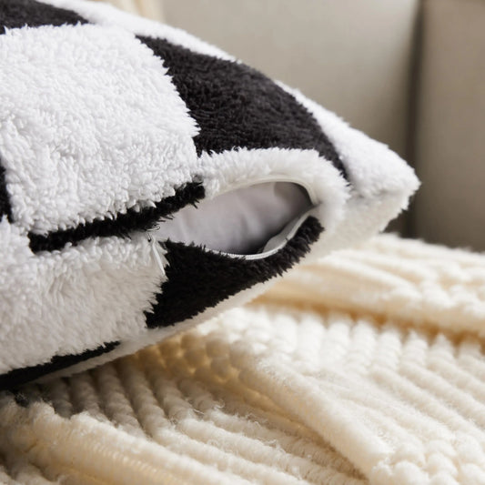 ILVISEST 18x18 Checkered Throw Pillow Covers, Soft Plush, 2-Pack