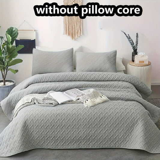 3-Piece Quilted Bedspread Set – Morandi Colors, Polyester