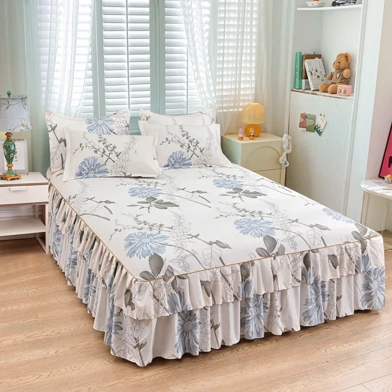 Princess Style Bed Skirt – Smooth Bedsheet Cover Twin/Queen/King