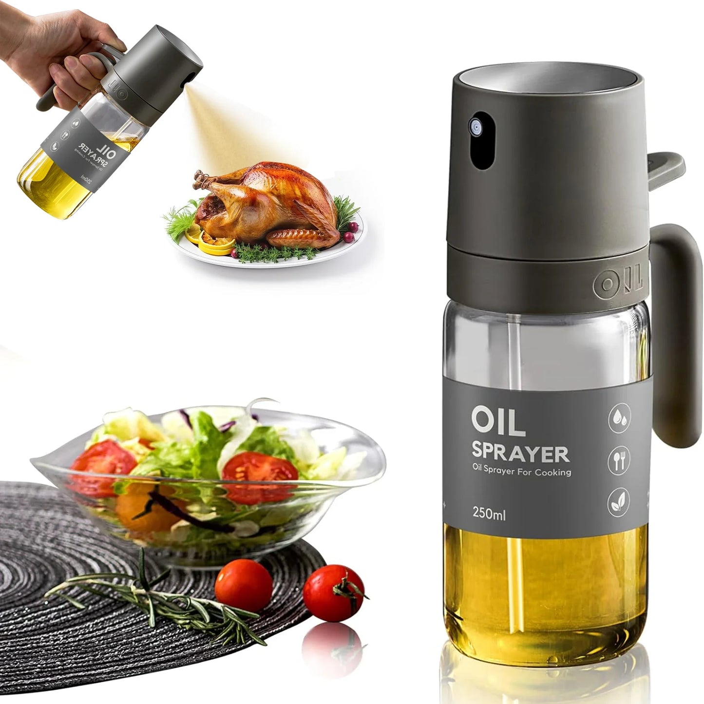 Glass Oil Sprayer Bottle – 250ml Olive Oil Mister Dispenser