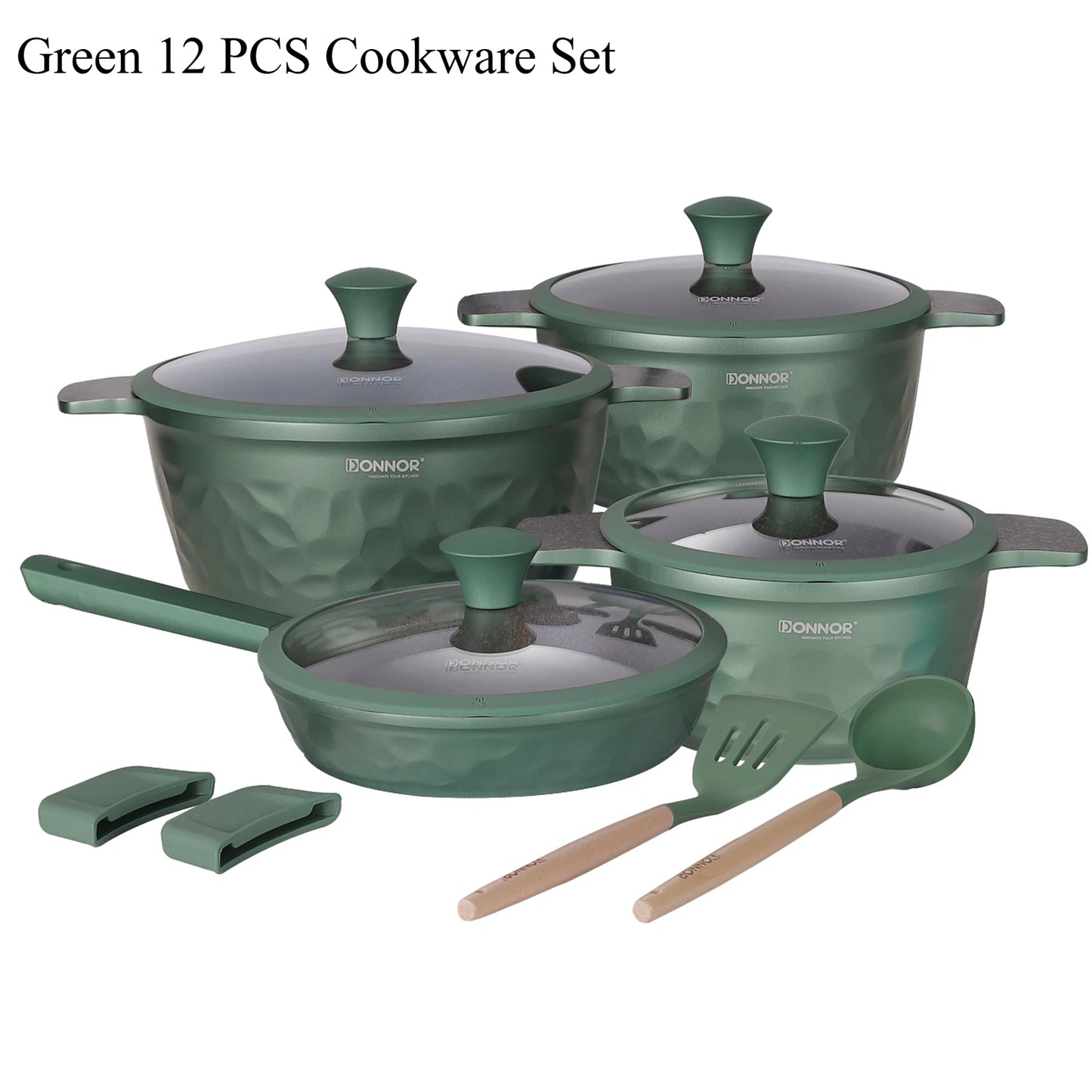 DONNOR 12-Piece Nonstick Pots and Pans Set – Healthy Cookware Set