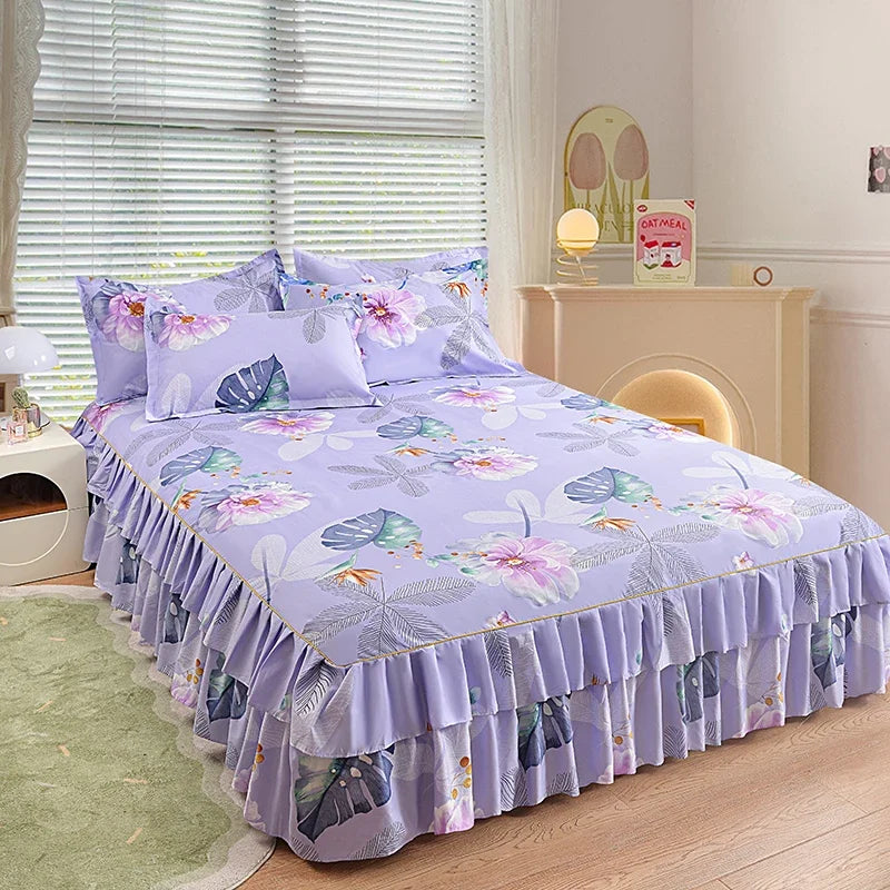 Princess Style Bed Skirt – Smooth Bedsheet Cover Twin/Queen/King