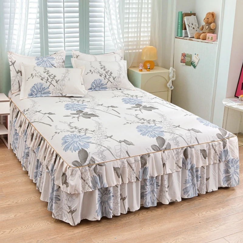 Princess Style Bed Skirt – Smooth Bedsheet Cover Twin/Queen/King