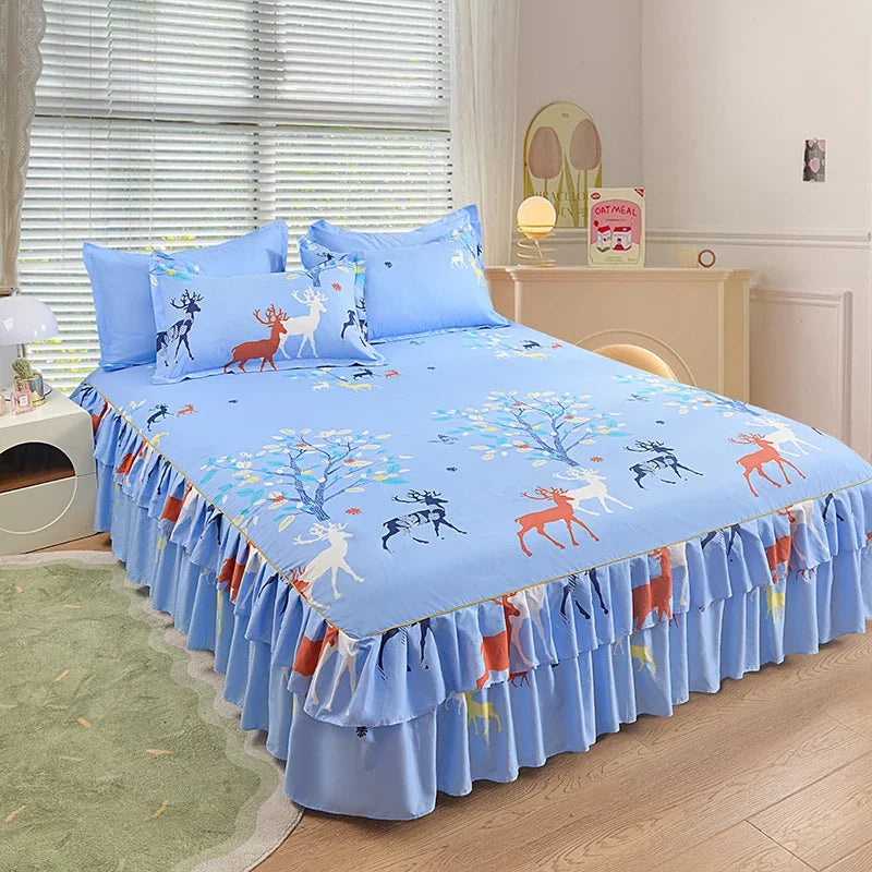 Princess Style Bed Skirt – Smooth Bedsheet Cover Twin/Queen/King