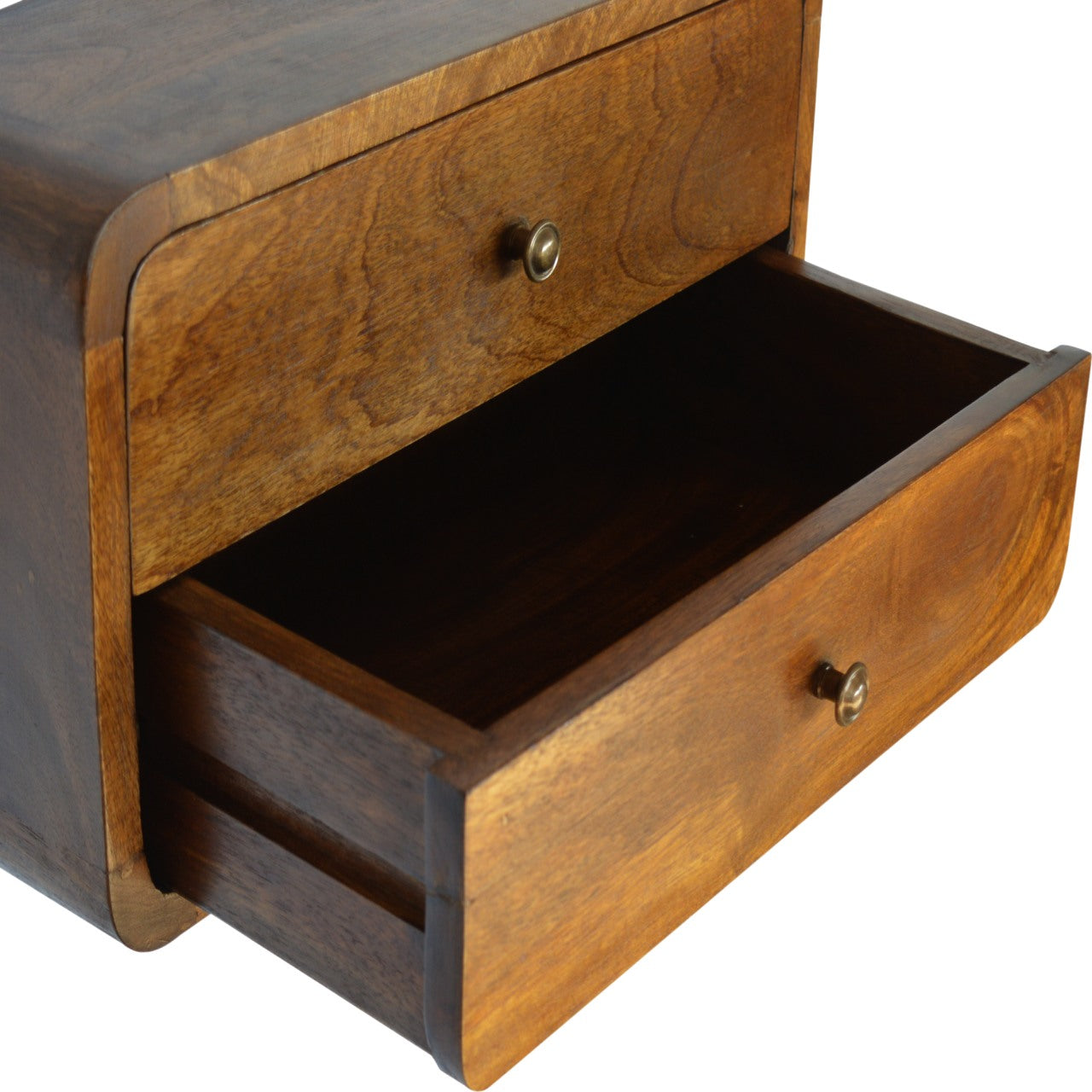 Floating Curved Chestnut Nightstand